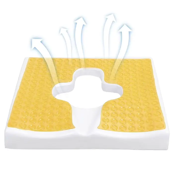 Coussin respirant anti-escarres à ouverture en T