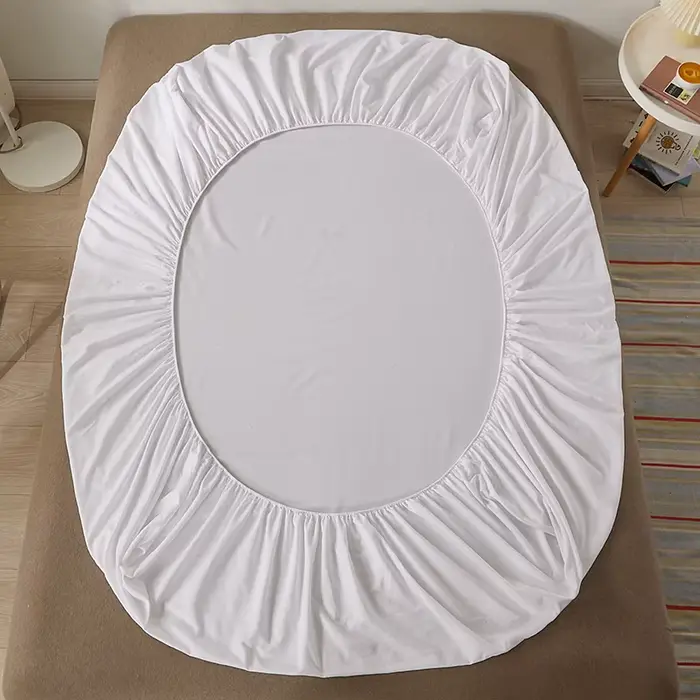 Drap-housse 100% coton avec bande élastique, housse de matelas de couleur unie pour lit simple, Doub