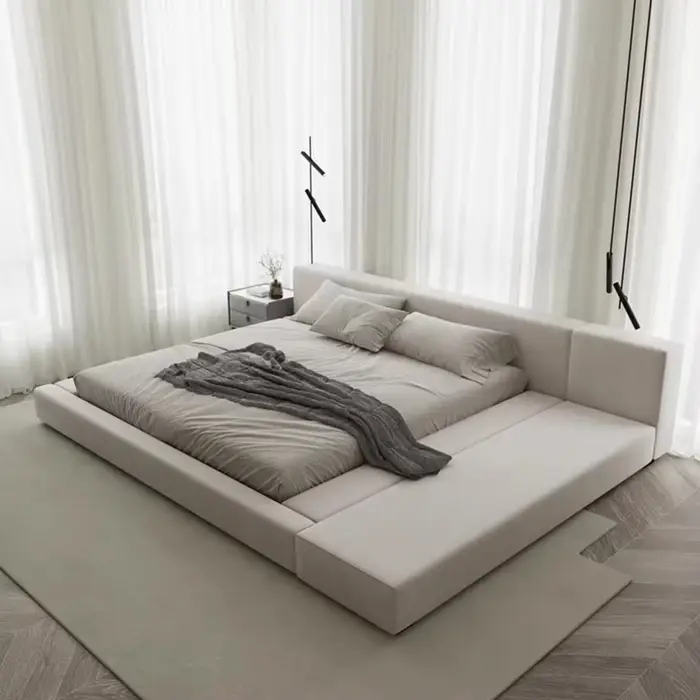 Chambre à coucher de filles lit de luxe esthétique moderne tête de lit nordique cadre de lit tables 