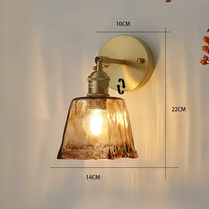 Applique Murale en Laiton et Verre de Style Nordique Japonais Rétro, Luminaire Créatif pour Maison, 
