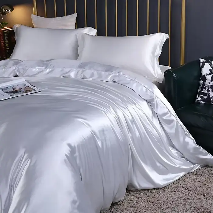 Parure de lit de luxe en soie de mûrier 100%, avec housse de couette, Kit de literie Double, King, Q