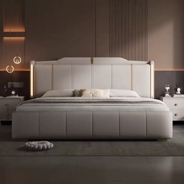 Meuble de chambre à coucher : Lit plateforme en bois avec tiroirs de rangement