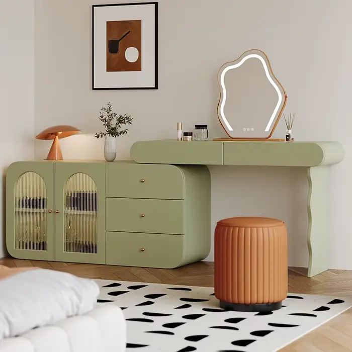 Coiffeuse de chambre à coucher légère, Design moderne, coiffeuse nordique esthétique, mignon, grand 