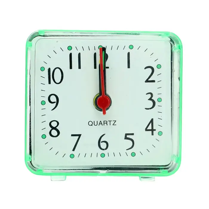 Petite horloge de chevet silencieuse pour chambre à coucher, bureau, horloge de réveil carrée à quar