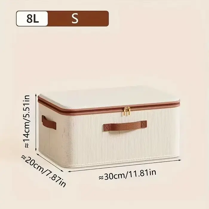 Grande boîte de rangement pour la maison, boîte de rangement robuste en coton et lin avec fermeture 