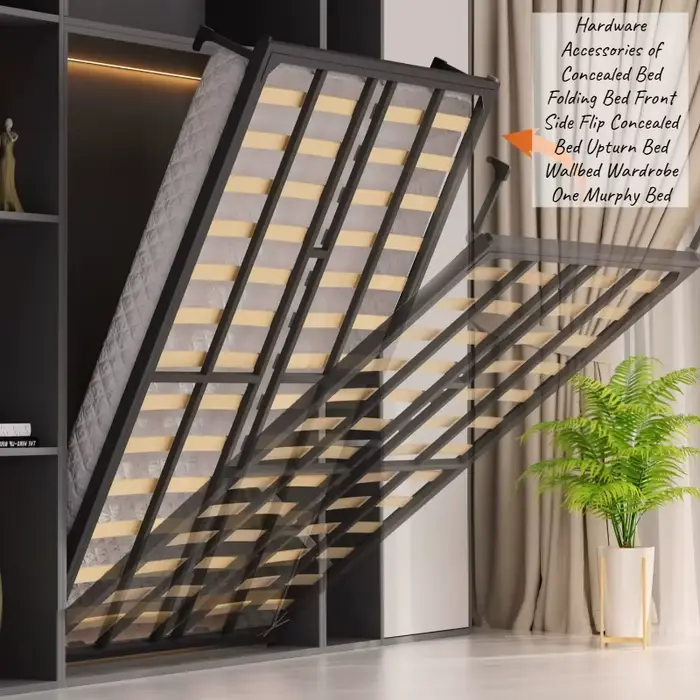 Lit mural double de luxe en métal pour adultes