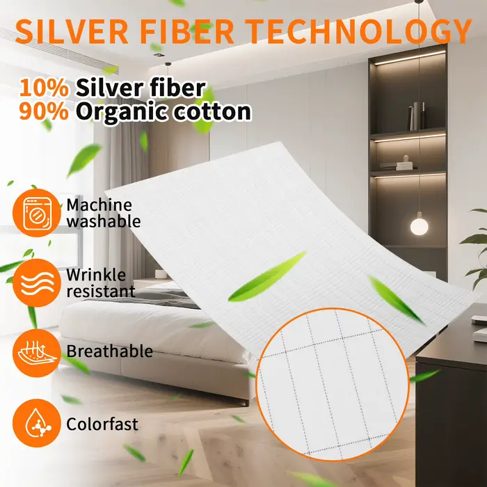 Drap de mise à la terre 90% coton biologique et 10% fibre d'argent pur