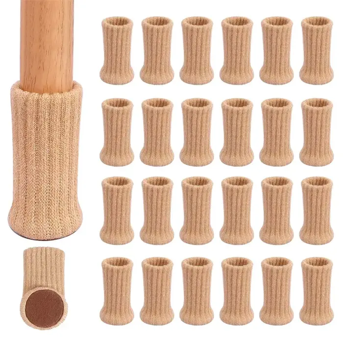 24 pièces chaussettes de jambe de chaise haute élastique protecteurs de sol de jambe de chaise avec 