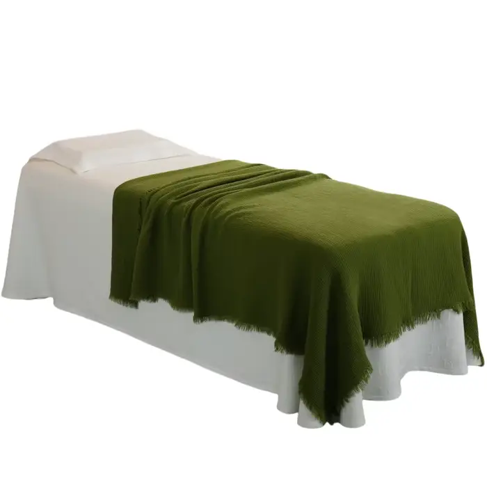 Couverture 200x150cm pour lit - Respirante et douce, couverture en tissu gaufré pour l'été et le pri