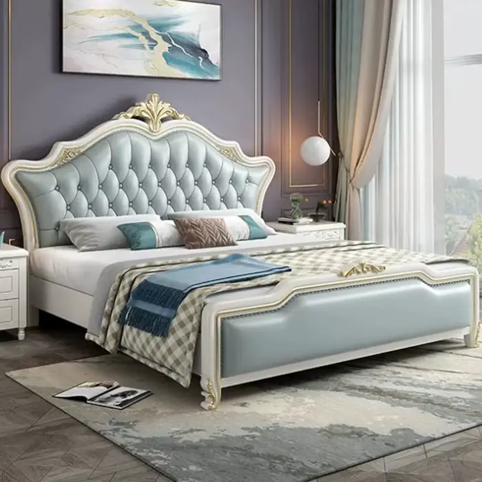 Lit de luxe moderne, lit double Queen
