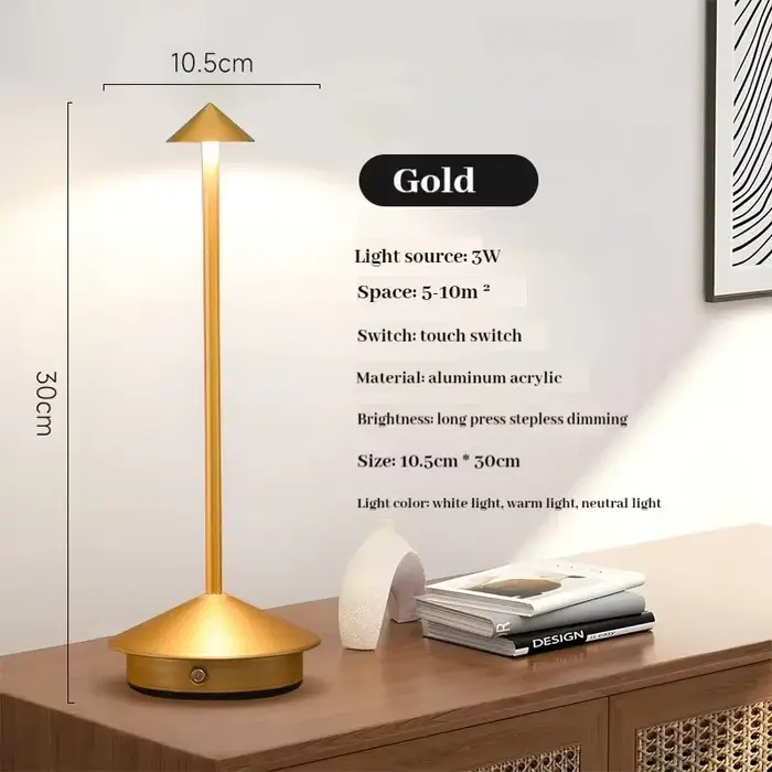 Lampe de Table LED Rechargeable capteur tactile lampe de bureau sans fil 3 couleurs chevet créatif l