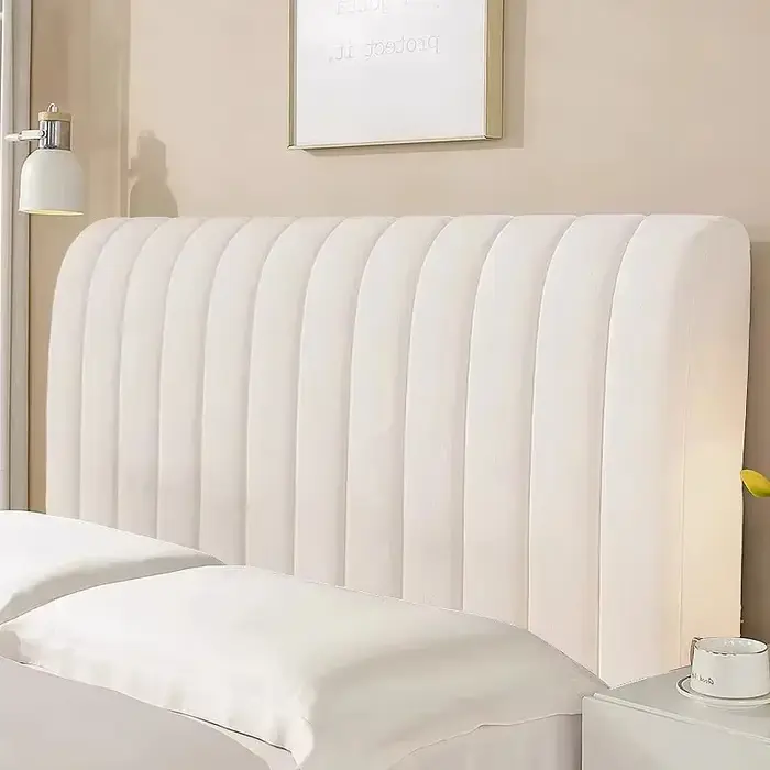 Housse de tête de lit en velours épais et doux, couleur unie, protection intégrale contre la poussiè