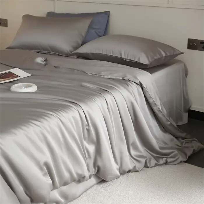 Parure de lit en soie de mûrier de luxe, 100% soie naturelle, comprenant housse de couette, drap et 