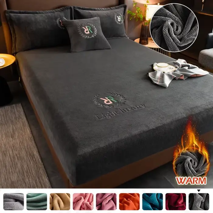 Housse de lit en velours épais