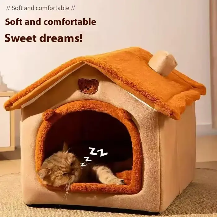 Lit pour chat semi-fermé tendance et confortable