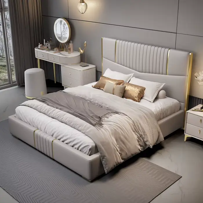 Meubles d'hôtel en bois massif, Design moderne de luxe de haute qualité, assemblage facile, lit Quee